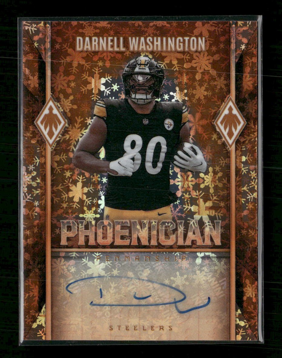 54216166-front 2025 Panini Phoenix Phoenician Penmanship Winter Prizm Darnell Washington #/149 - Image 1