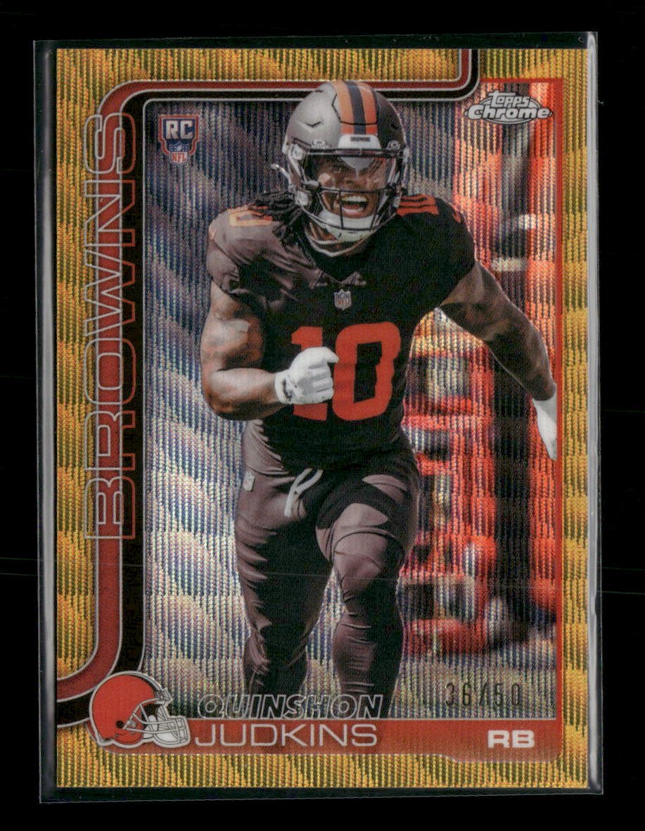 54518163-front 2025 Topps Chrome Gold Wave Refractor Quinshon Judkins Rookie #/50 #325 - Image 1
