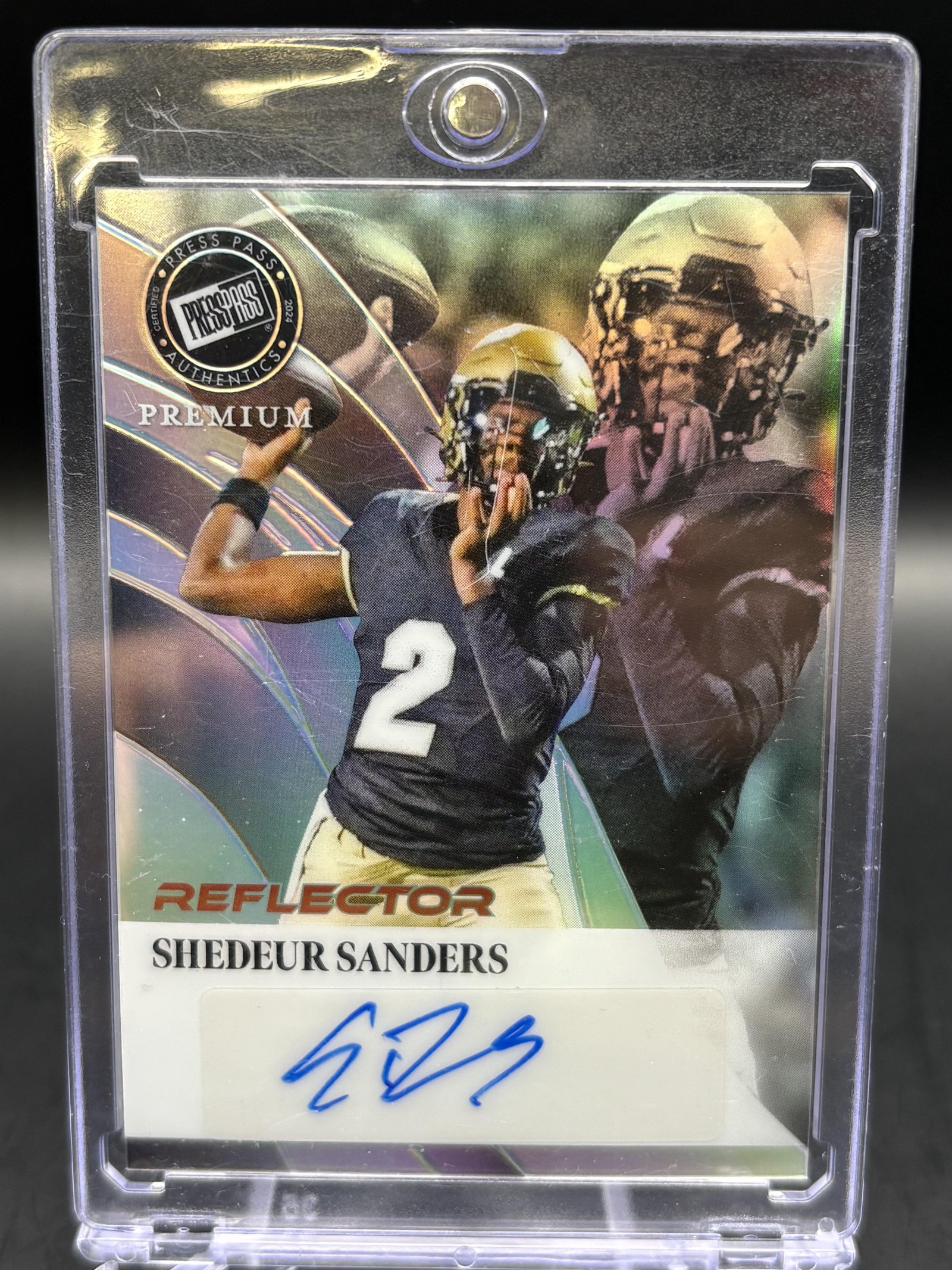 55096157-front 2024 Press Pass Premium Shedeur Sanders Autographs Prismatic Reflector #/10 - Image 1
