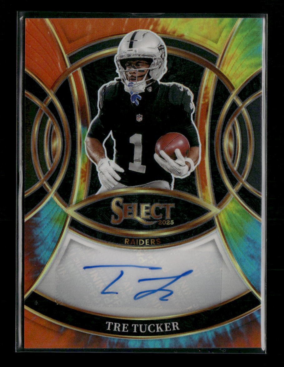 55205312-front 2024 Panini Select Signatures Tie-Dye Prizm Tre Tucker #/25 Auto #SP-TTR - Image 1