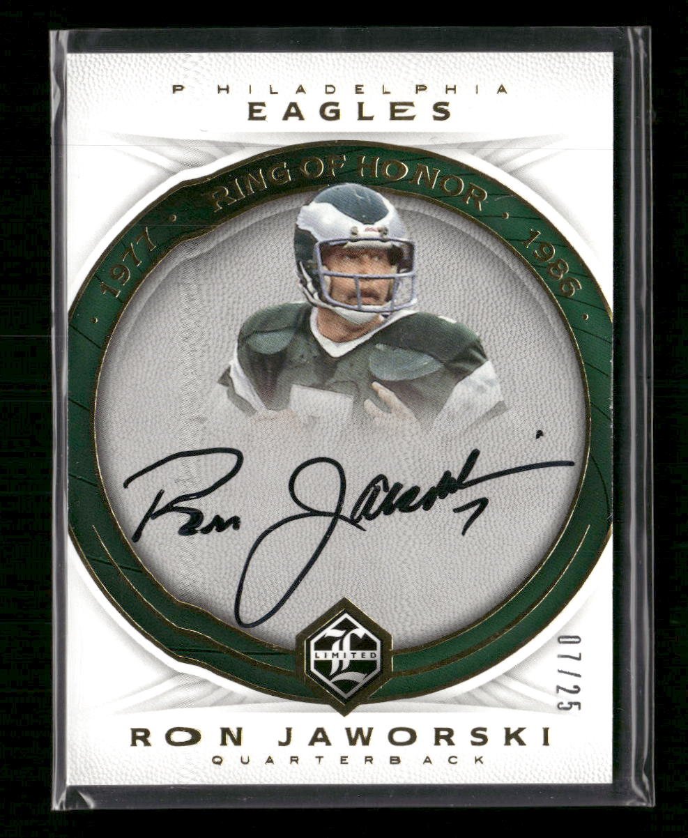 55562164-front 2017 Panini Limited Ring of Honor Autographs Ron Jaworski #/25 Auto #RHA-RJ - Image 1