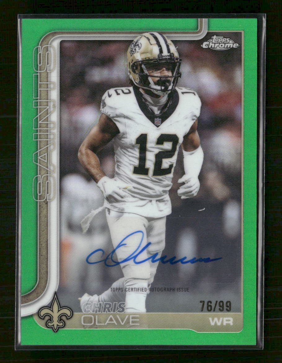 56612784-front 2025 Topps Chrome Auto Green Refractor Chris Olave #/99 #BA-CO - Image 1