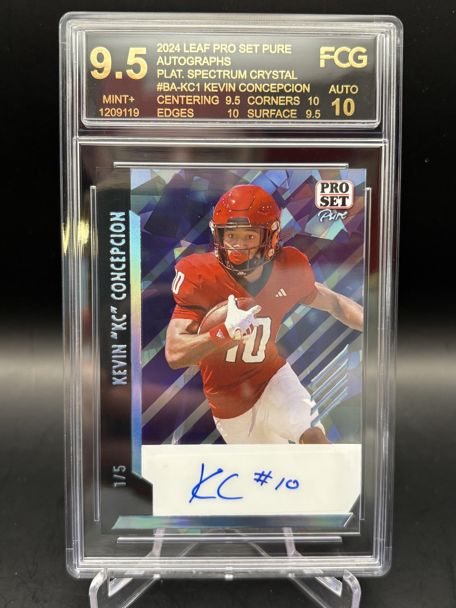 56659786-front 2024 Pro Set Pure Kevin Concepcion Platinum Spectrum Crystal Auto #/5 - Image 1