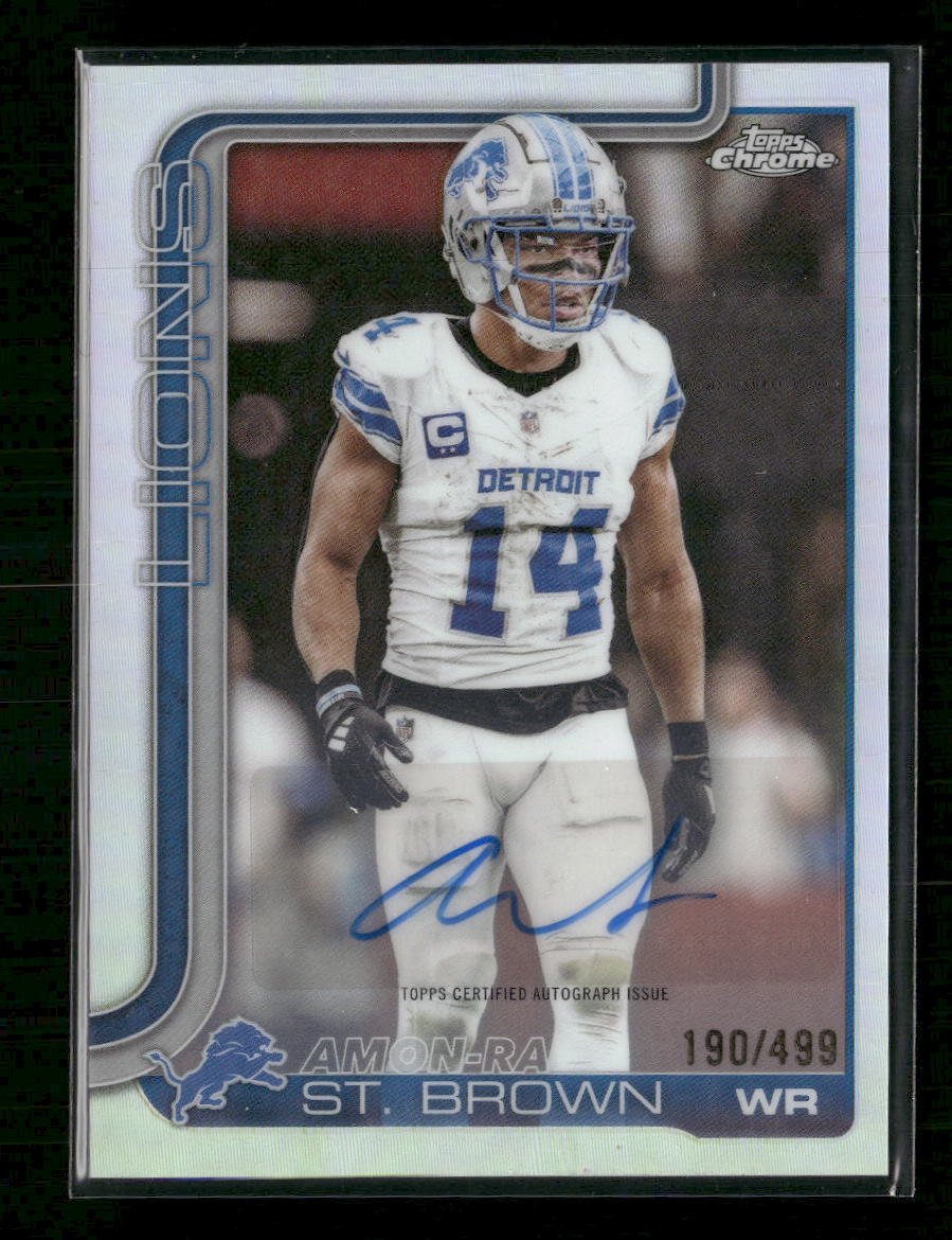 56717217-front 2025 Topps Chrome Auto Refractor Amon-Ra St. Brown #/499 #BA-AS - Image 1