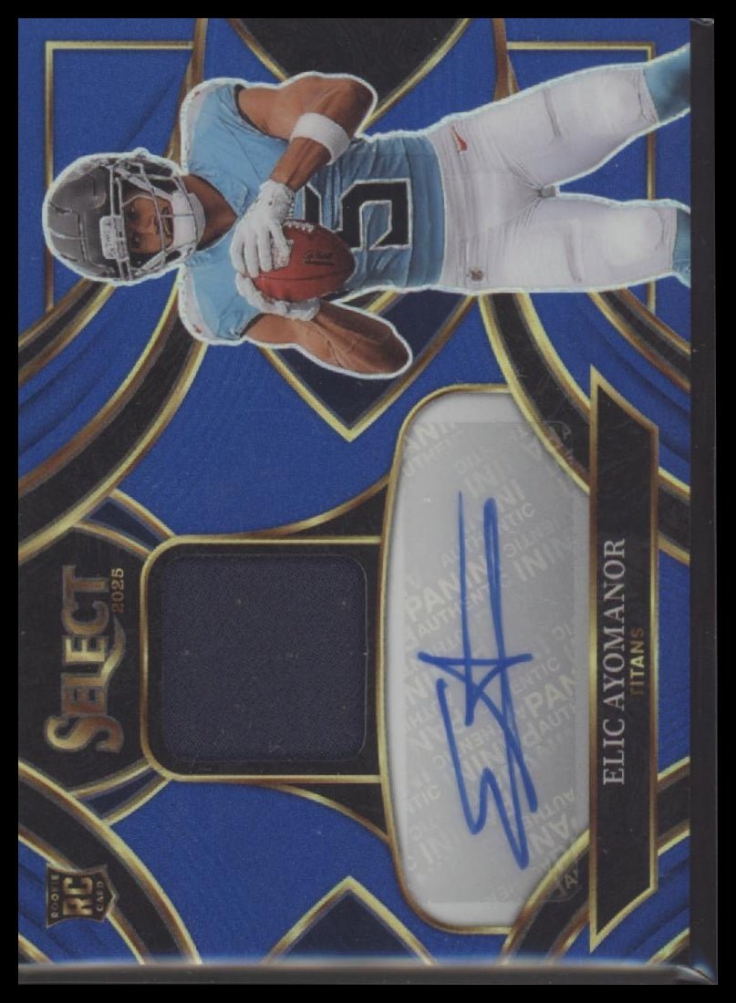 56730668-front 2025 Panini Rookie Auto Memorabilia Blue Prizm Elic Ayomanor #/149 #RSMP-EAR - Image 1