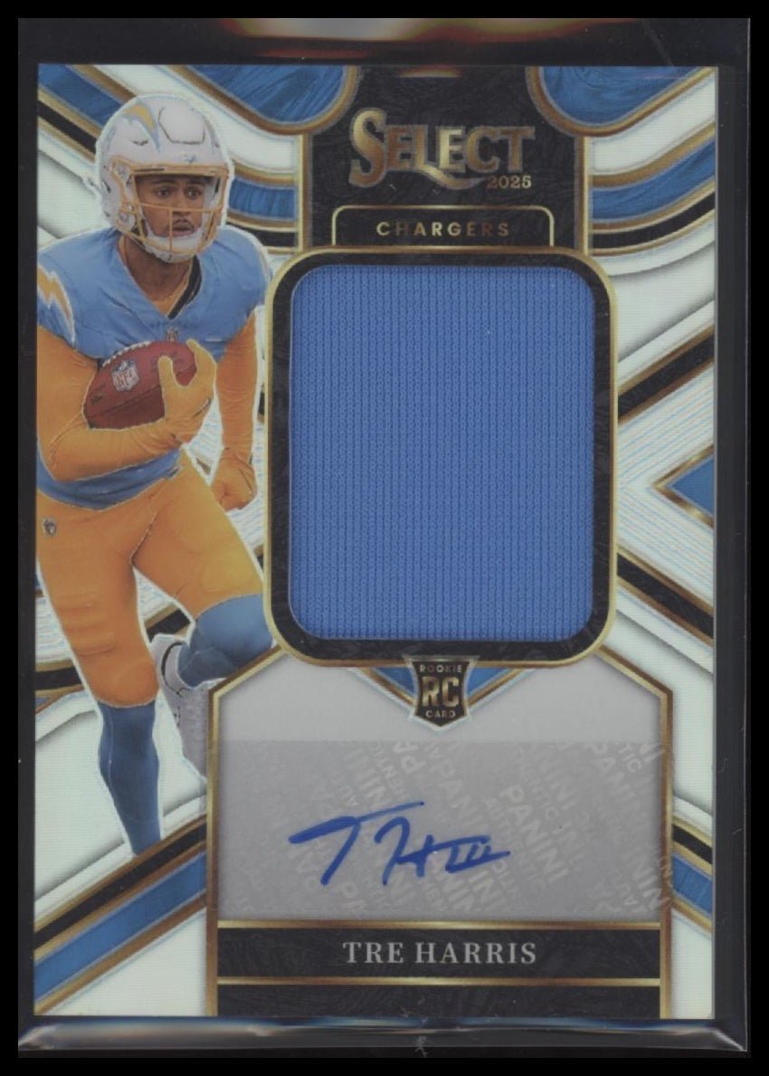 56730669-front 2025 Panini Jumbo Rookie Auto Swatches Prizm Tre Harris #JRS-THS - Image 1