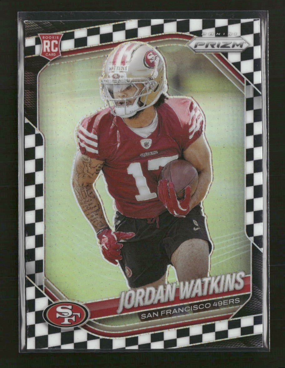 57032824-front 2025 Panini Prizm Black and White Checker Jordan Watkins #389 - Image 1