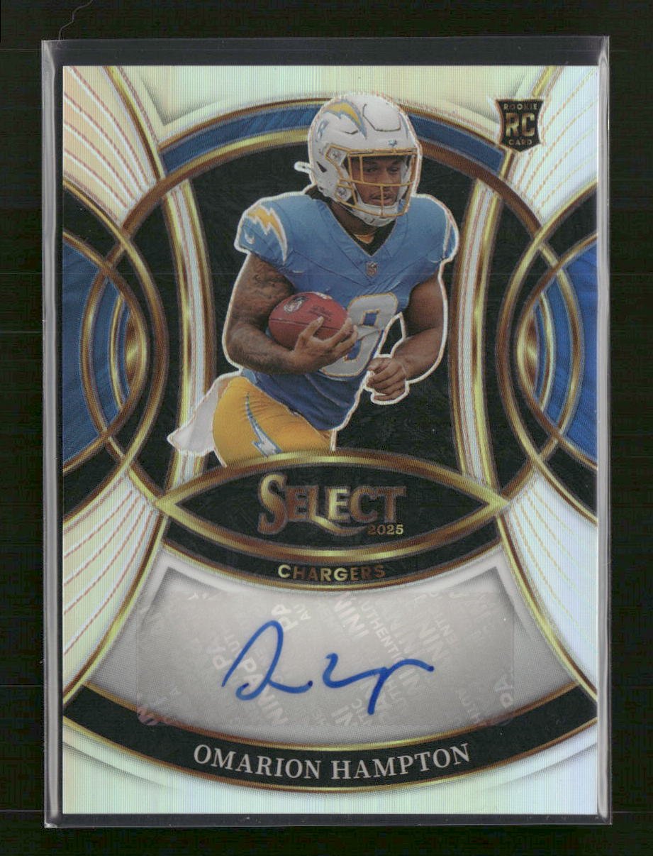 57143992-front 2025 Panini Select Rookie Signatures Prizm Omarion Hampton Auto #RSI-OHN - Image 1