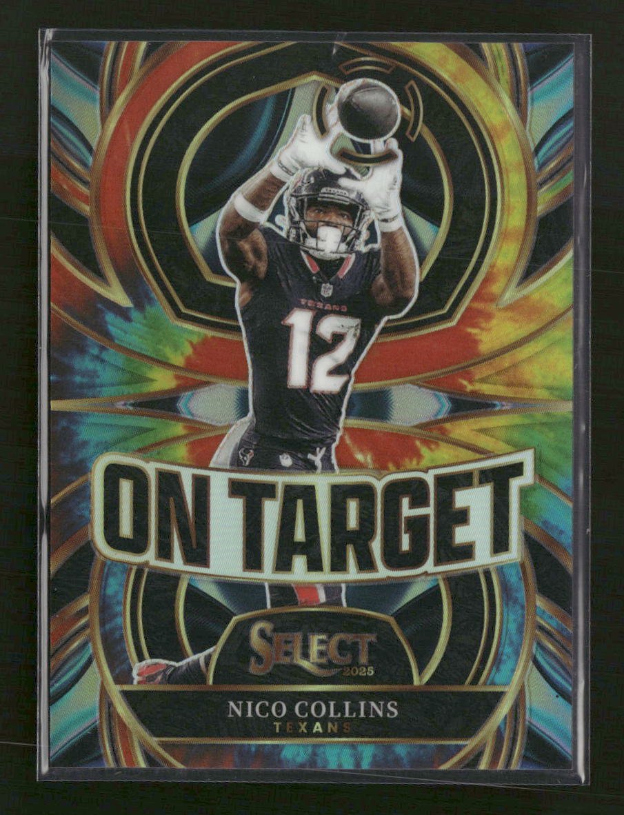 57144000-front 2025 Panini Select On Target Tie-Dye Prizm Nico Collins #/25 #10 - Image 1