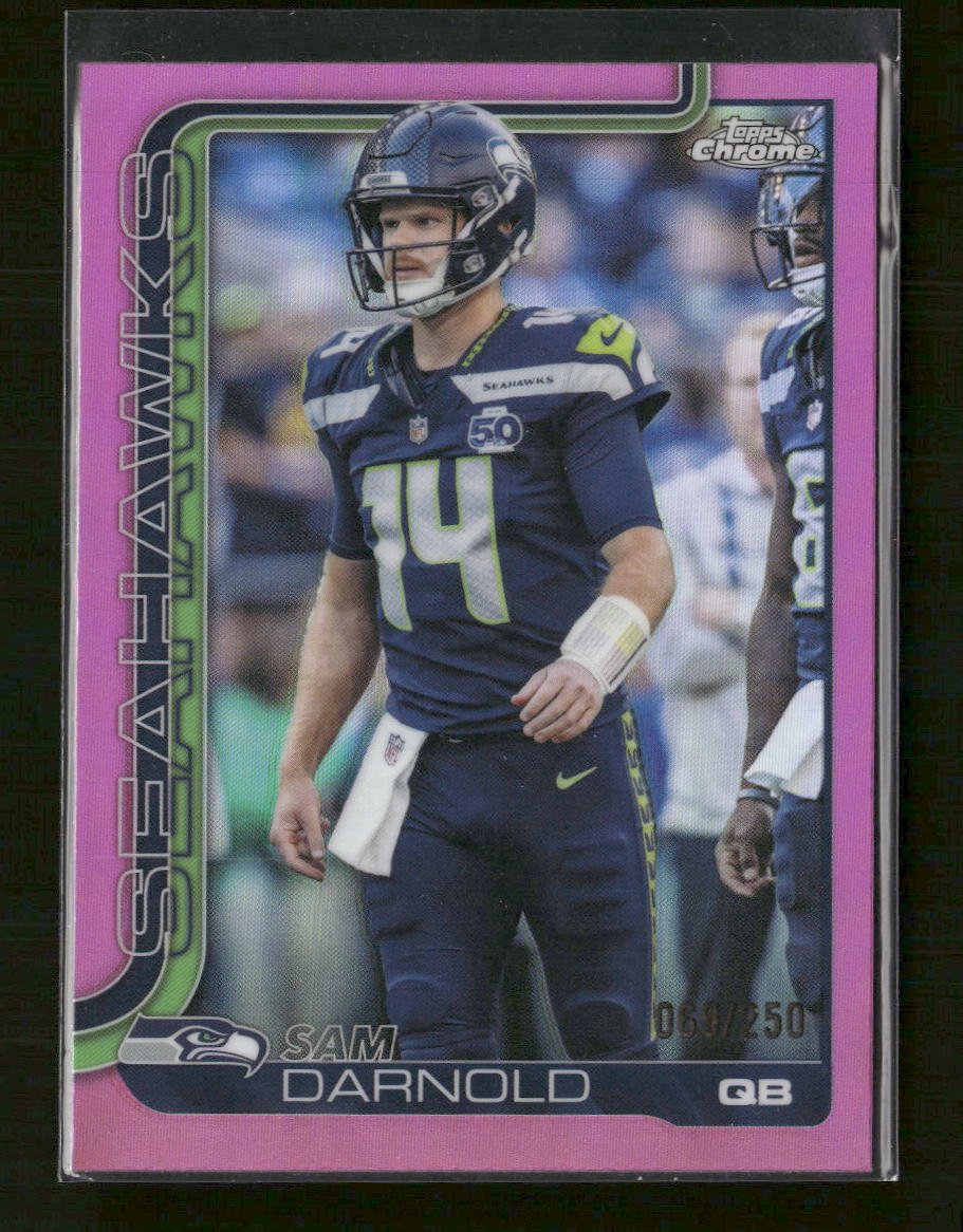 57404846-front 2025 Topps Chrome Pink Refractor Sam Darnold #/250 #275 - Image 1