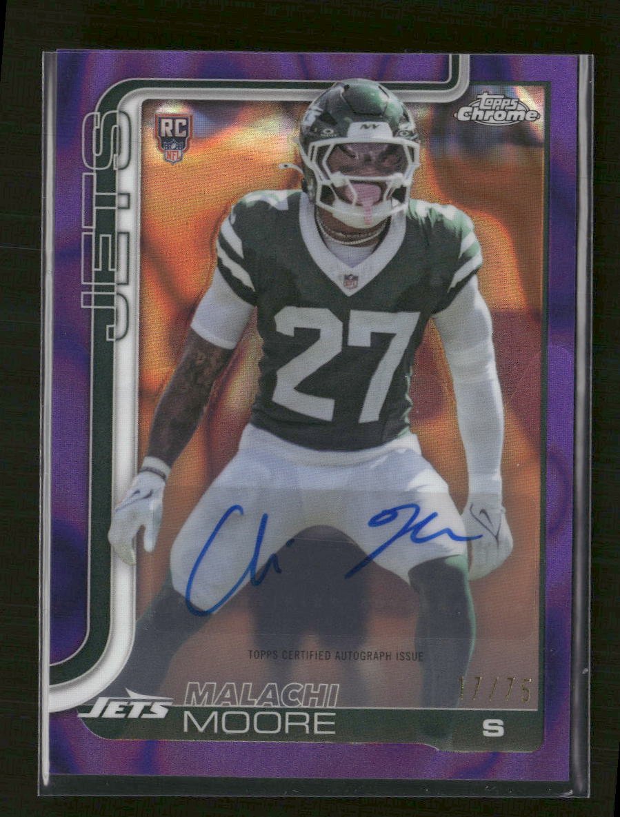 57760393-front 2025 Topps Chrome R. R. Auto Purple Lava Refractor Malachi Moore #/75 #RRA-MM - Image 1