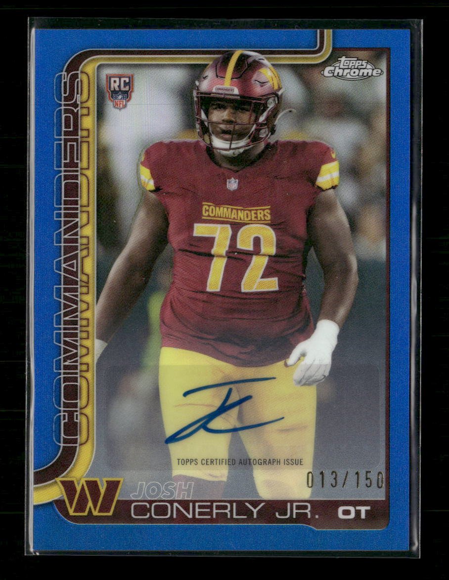 58008070-front 2025 Topps Chrome R. R. Auto Blue Refractor Josh Conerly Jr. #/150 #RRA-JCJ - Image 1