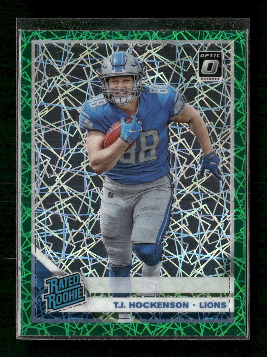 58460913-front 2019 Donruss Optic Green Velocity T.J. Hockenson Rookie #171 - Image 1