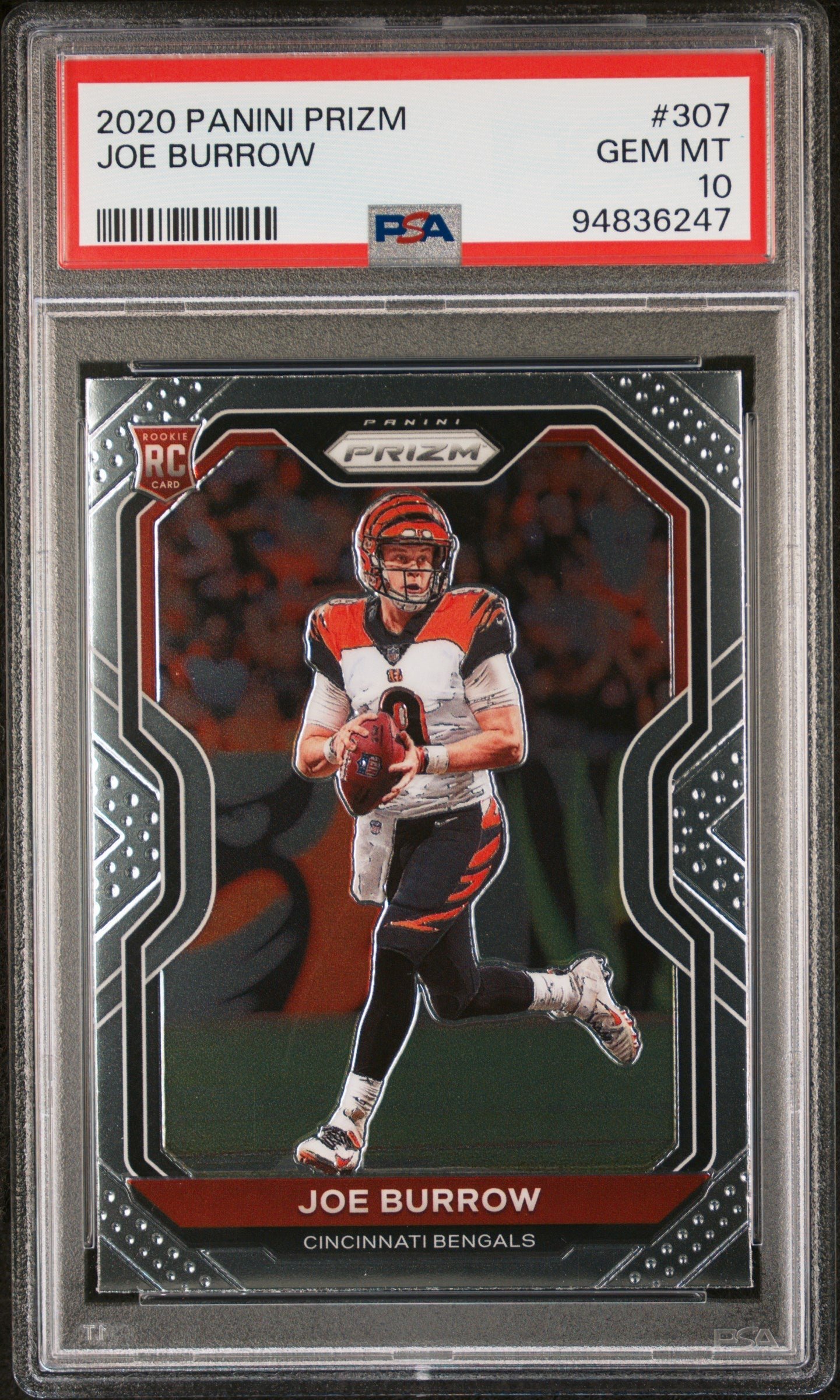 58602887-front 2020 Panini Prizm Joe Burrow 10 PSA #307 - Image 1