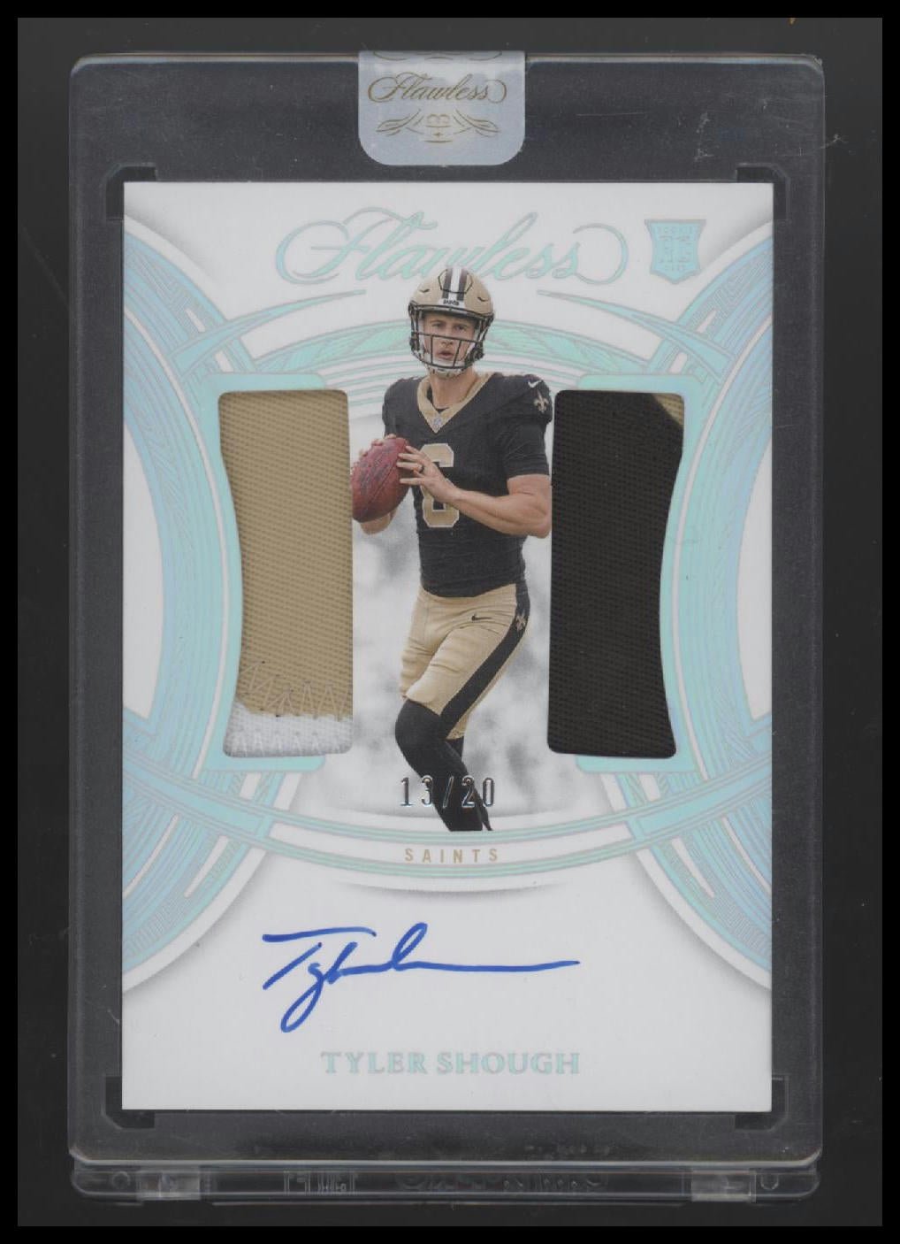 58905771-front 2025 Panini Flawless Rookie Dual Patch Auto Silver Tyler Shough #/20 #RDPA-TSH - Image 1