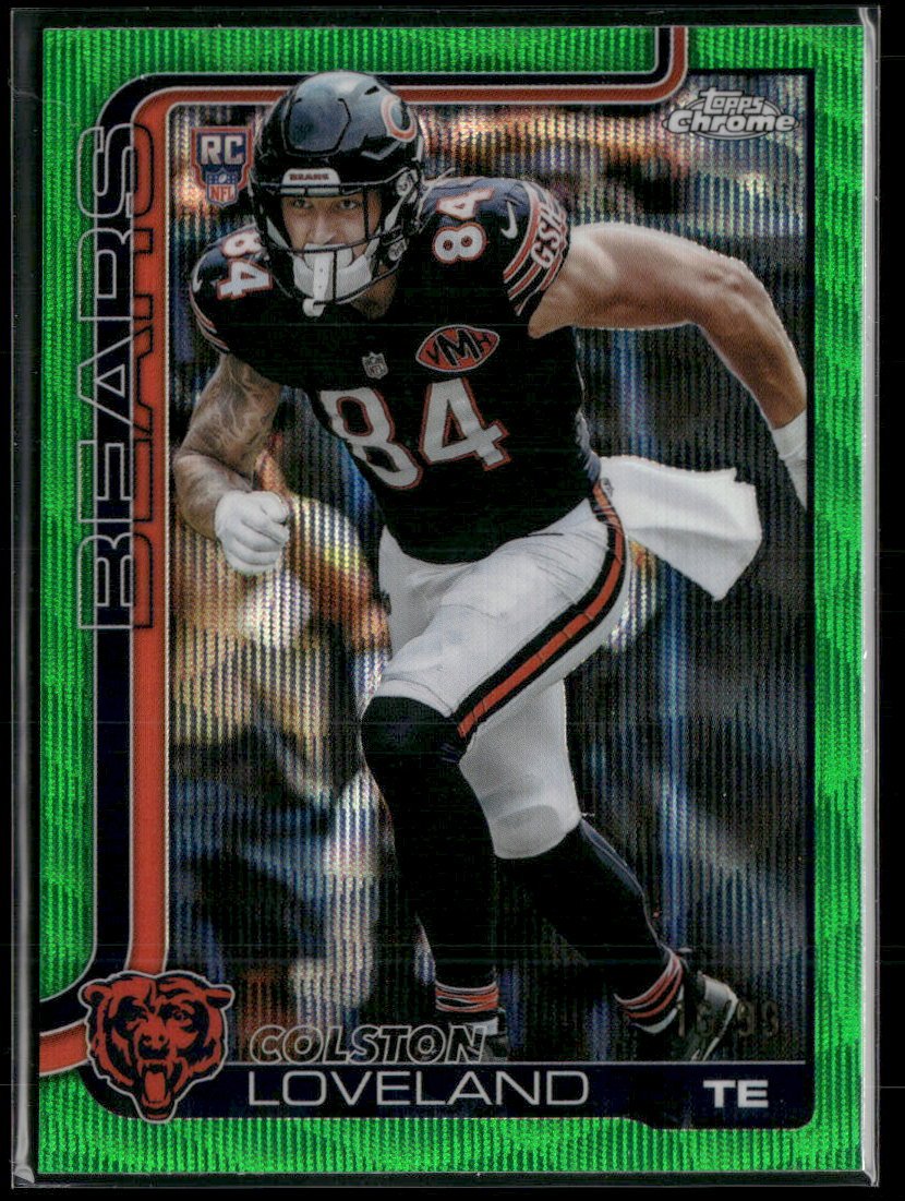 59005980-front 2025 Topps Chrome Green Geometric Refractor Colston Loveland Rookie #/99 #345 - Image 1