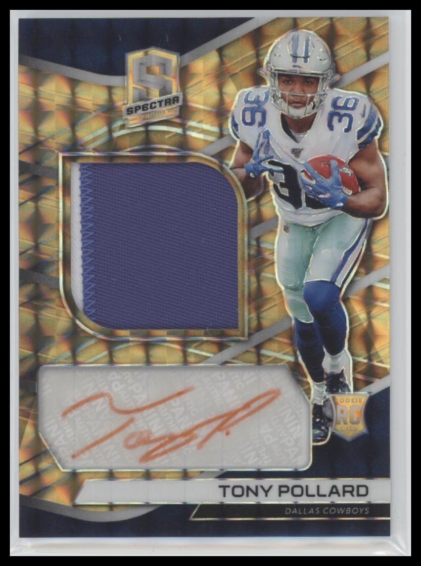 59024956-front 2019 Panini Spectra Rookie Patch Auto Neon Orange Prizm Tony Pollard #232 - Image 1
