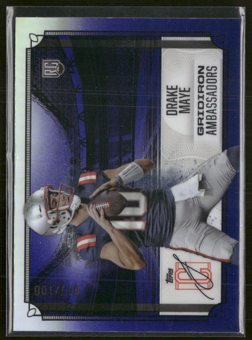 59025415-front 2024 Topps Signature Class Gridiron Ambassadors Purple Drake Maye #/100 #GA-3 - Image 1