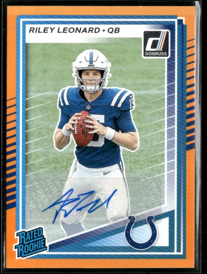 59120063-front 2025 Donruss Rated Rookies Autographs Orange Riley Leonard Rookie Auto #341 - Image 1