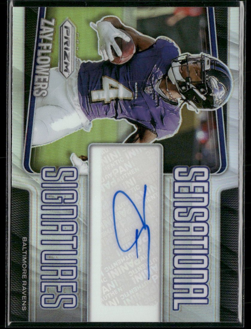 59120072-front 2025 Panini Prizm Sensational Signatures Zay Flowers #/149 Auto #SEN-ZFS - Image 1