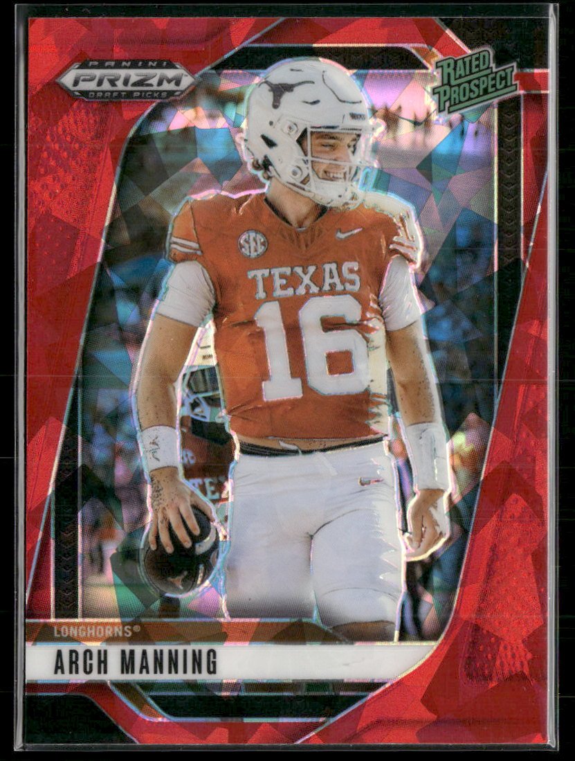 59120085-front 2025 Panini Prizm Draft Picks Prizms Red Ice Arch Manning #166 - Image 1