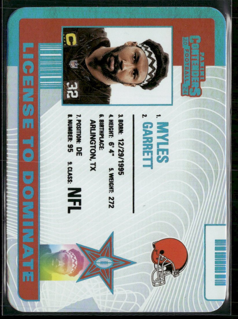 59231282-front 2024 Panini Contenders License to Dominate Myles Garrett #29 - Image 1