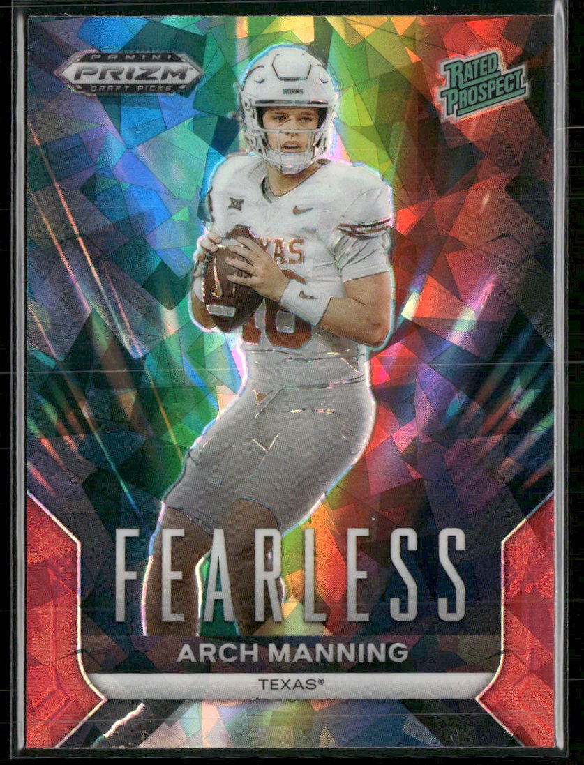 59231286-front 2024 Panini Prizm Draft Picks Fearless Red Ice Arch Manning #F-AM - Image 1
