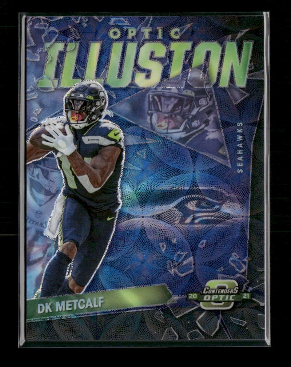 59326706-front 2021 Panini Contenders Optic Optic Illusion Black Scope DK Metcalf #/25 #OI-DKM - Image 1