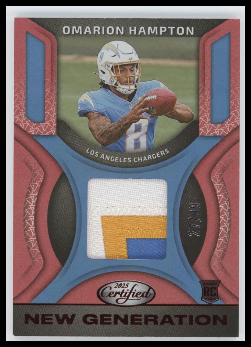 59326857-front 2025 Panini Certified New Generation Mirror Red Omarion Hampton #/99 #NGJ-OHN - Image 1
