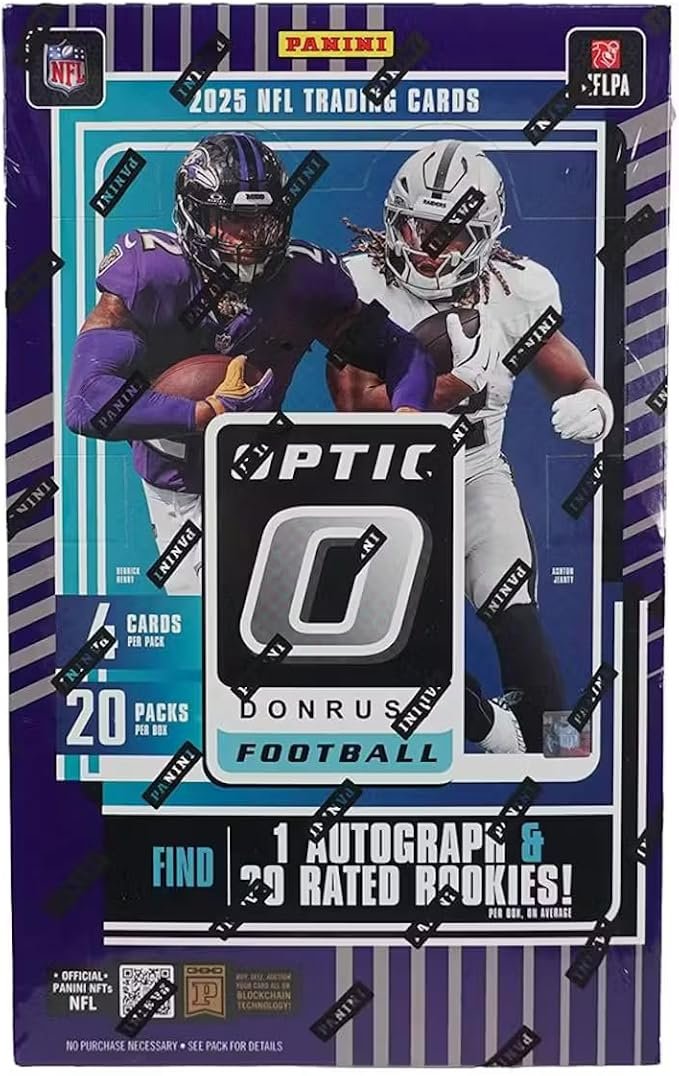 617hJ8SnjrL._AC_SX679 2025 Panini Donruss Optic Football Hobby Trading Card Box (1 Autograph Per Box) - Image 1