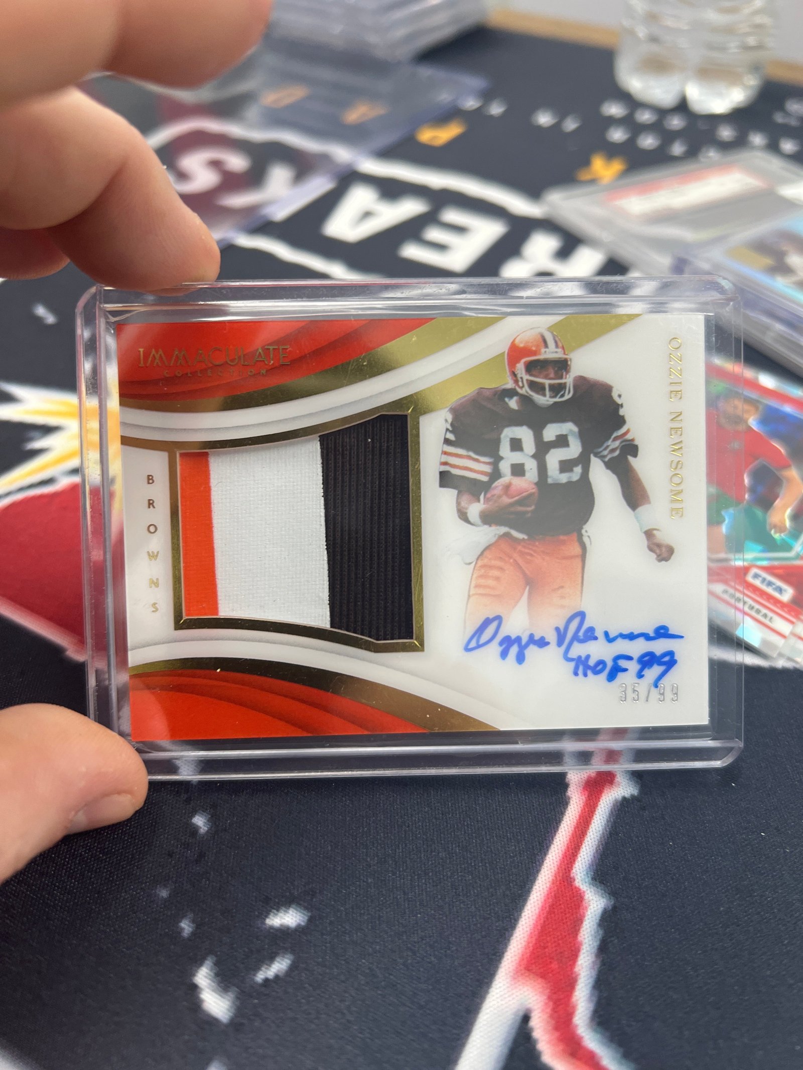 6ABAE1E9-A3FA-4E03-AAC7-FCF688A3FB9F 2018 Panini Immaculate Premium /99 Ozzie Newsome Patch Auto HOF - Image 1