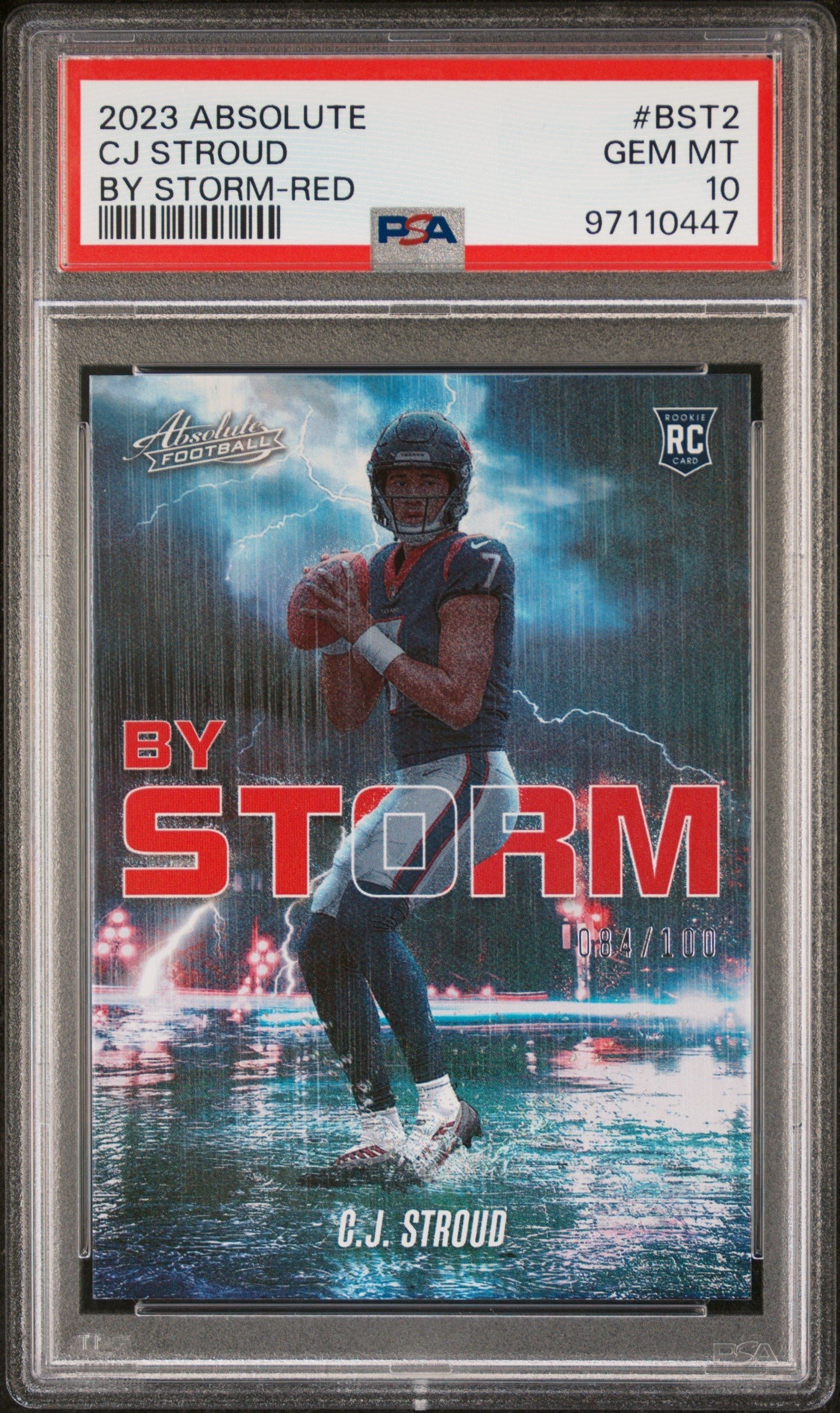 6l00XAmNp0qYE7pDVc0B-w CJ Stroud 2023 Panini Absolute By Storm Red #84/100 PSA 10 Gem Mint - Image 1