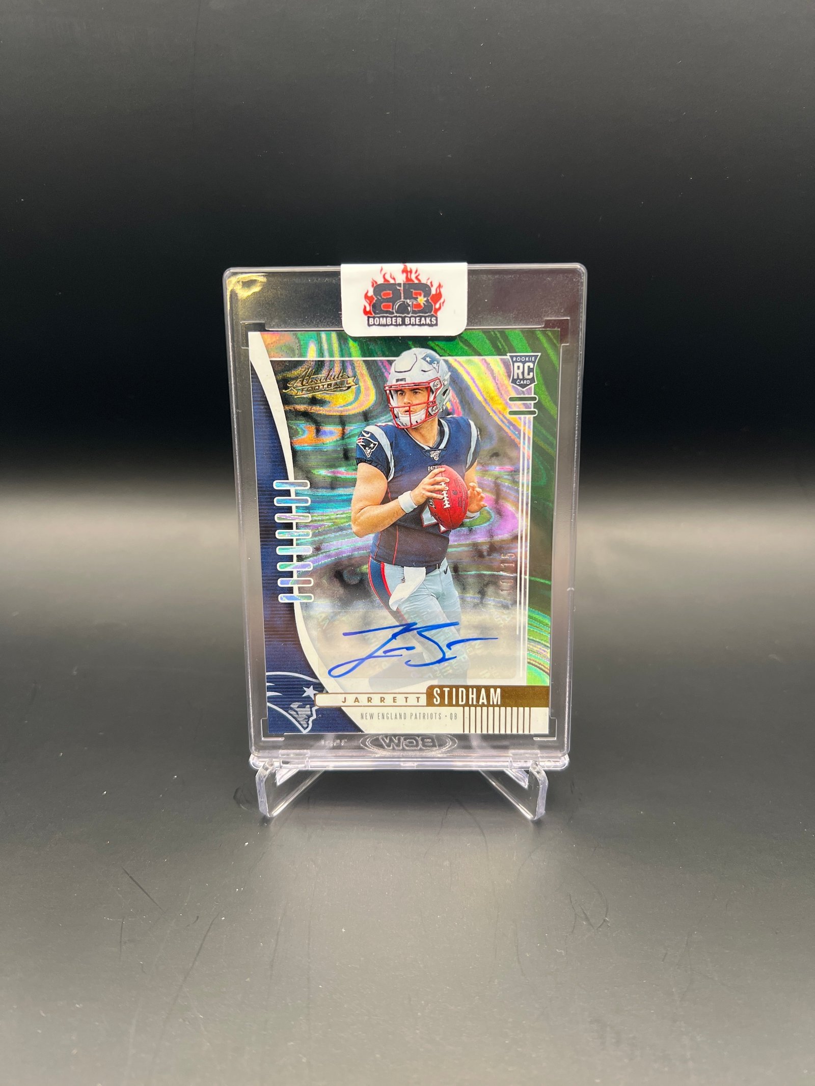 71384736-C425-4FE9-981F-962FEAB54892 JARRETT STIDHAM 2019 PANINI ABSOLUTE BLUE FOIL ROOKIE AUTO RC #D 10/15 - Image 1