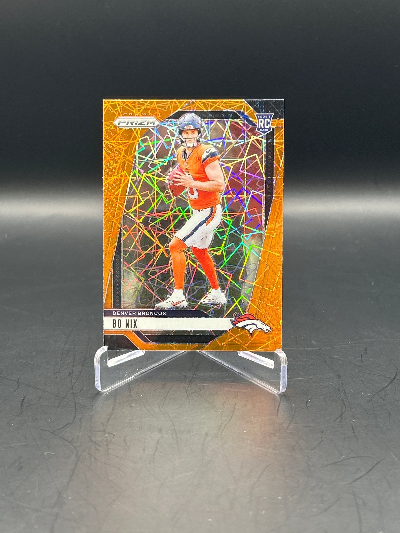 72925CD3-68B2-42A0-8F7E-C987358812D3 Bo Nix 2024 Panini Prizm #309 Orange Lazer Prizm - Image 1