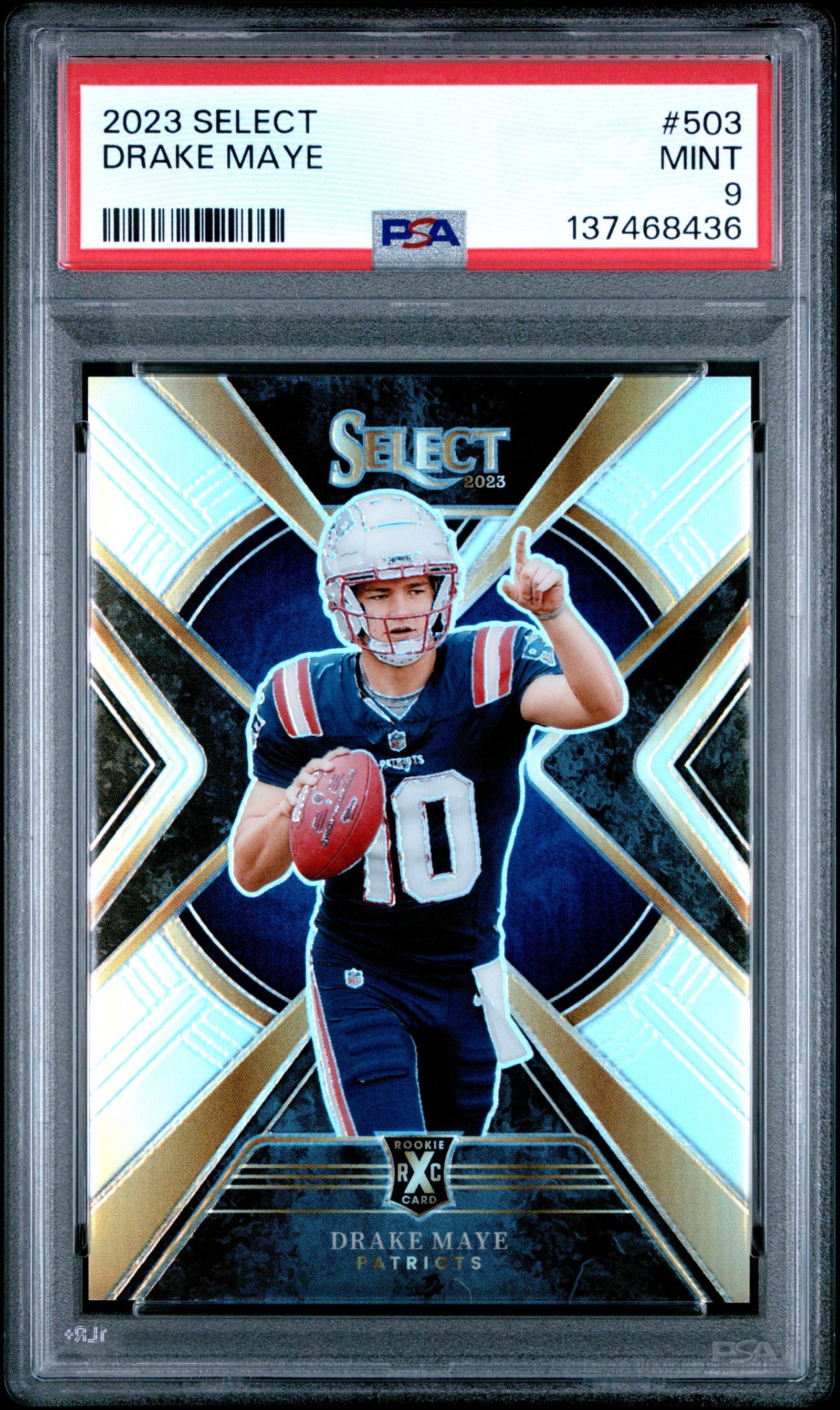 7DiOajHDwEOX9YhqD76s3Q Drake Maye 2023 Panini Select XRC #503 PSA 9 Mint - Image 1
