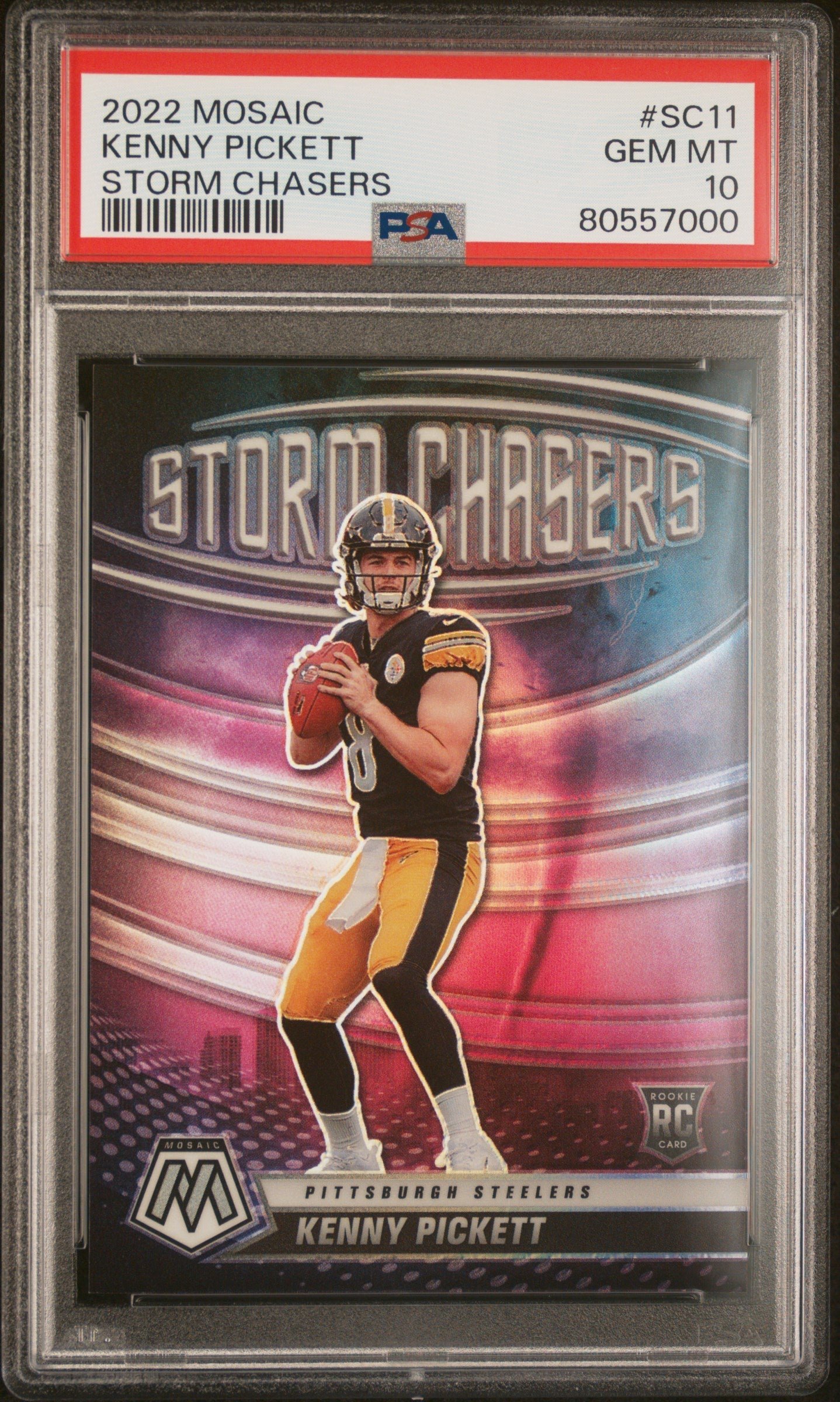 80557000 Kenny Pickett Steelers 2022 Mosaic Storm Chasers Rookie Card #SC-11 PSA 10 - Image 1