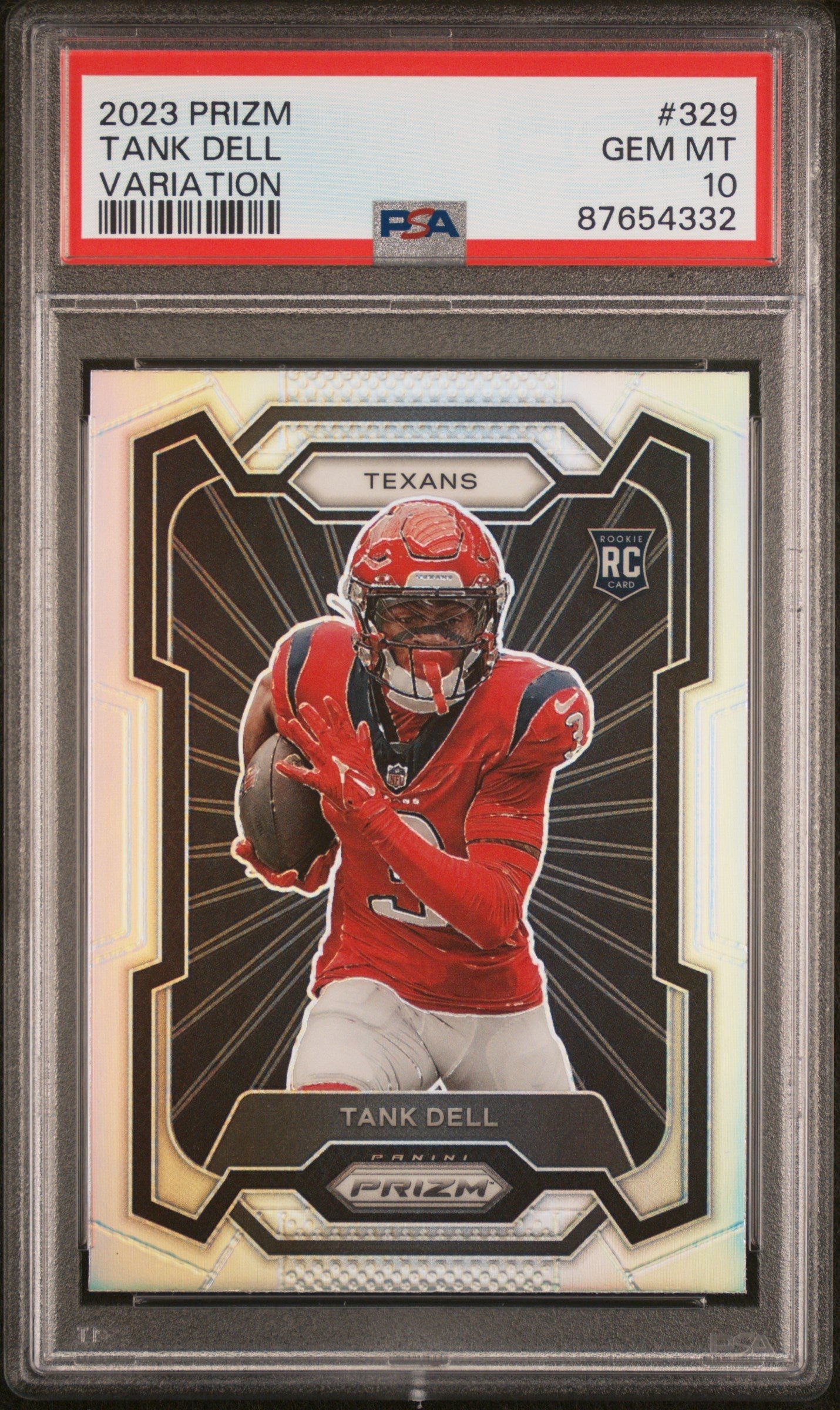 87654332 Tank Dell Texans 2023 Panini Prizm Silver Variation Rookie Card #329 PSA 10 - Image 1