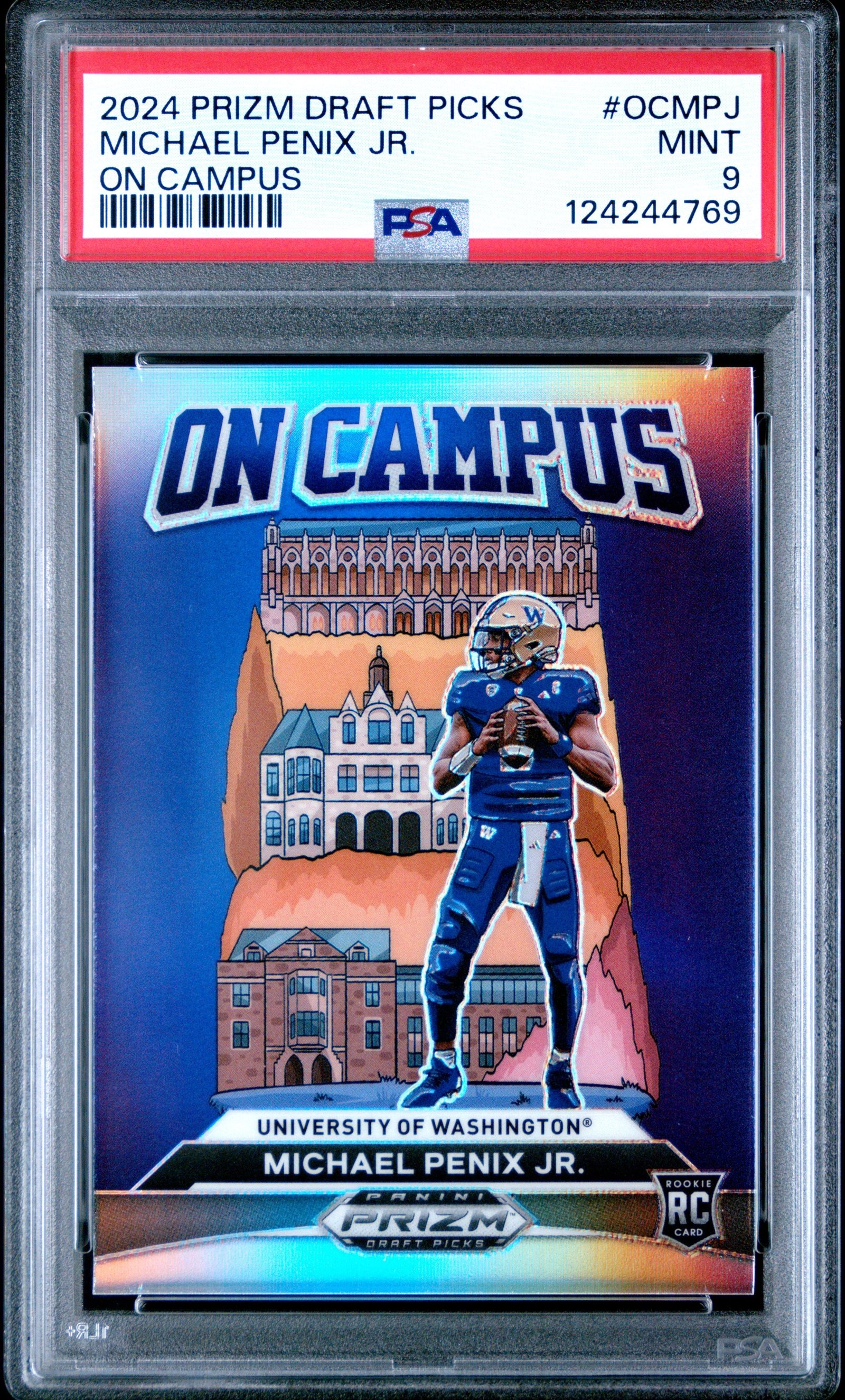 8Ft4BfRfxk-TAX5-FybsKA Michael Penix Jr. 2024 Panini Prizm Draft Picks On Campus PSA 9 Mint - Image 1