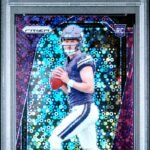 JJ McCarthy 2024 Panini Prizm Rookie #400 No Huddle Purple #8/49 PSA 8 Nm-Mint