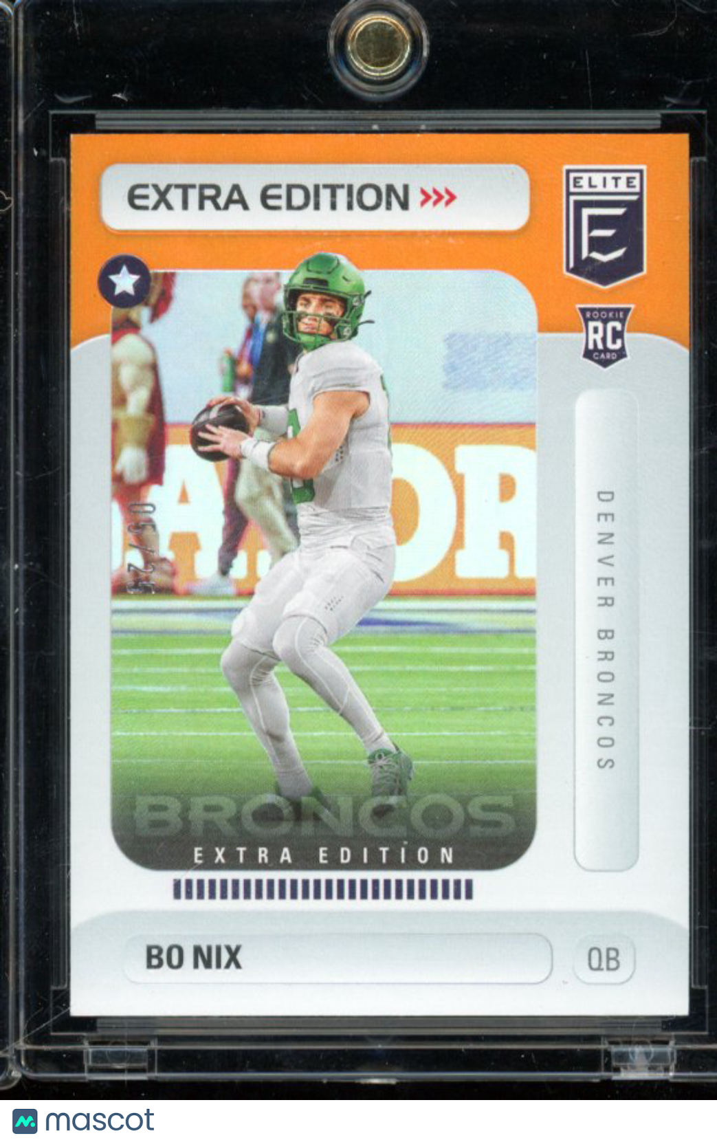 8bf0606f-9028-413e-a962-d9be00b7fe9f-watermark-raw-V2 2024 Elite Bo Nix Extra Edition Rookie Orange /25 - Image 1