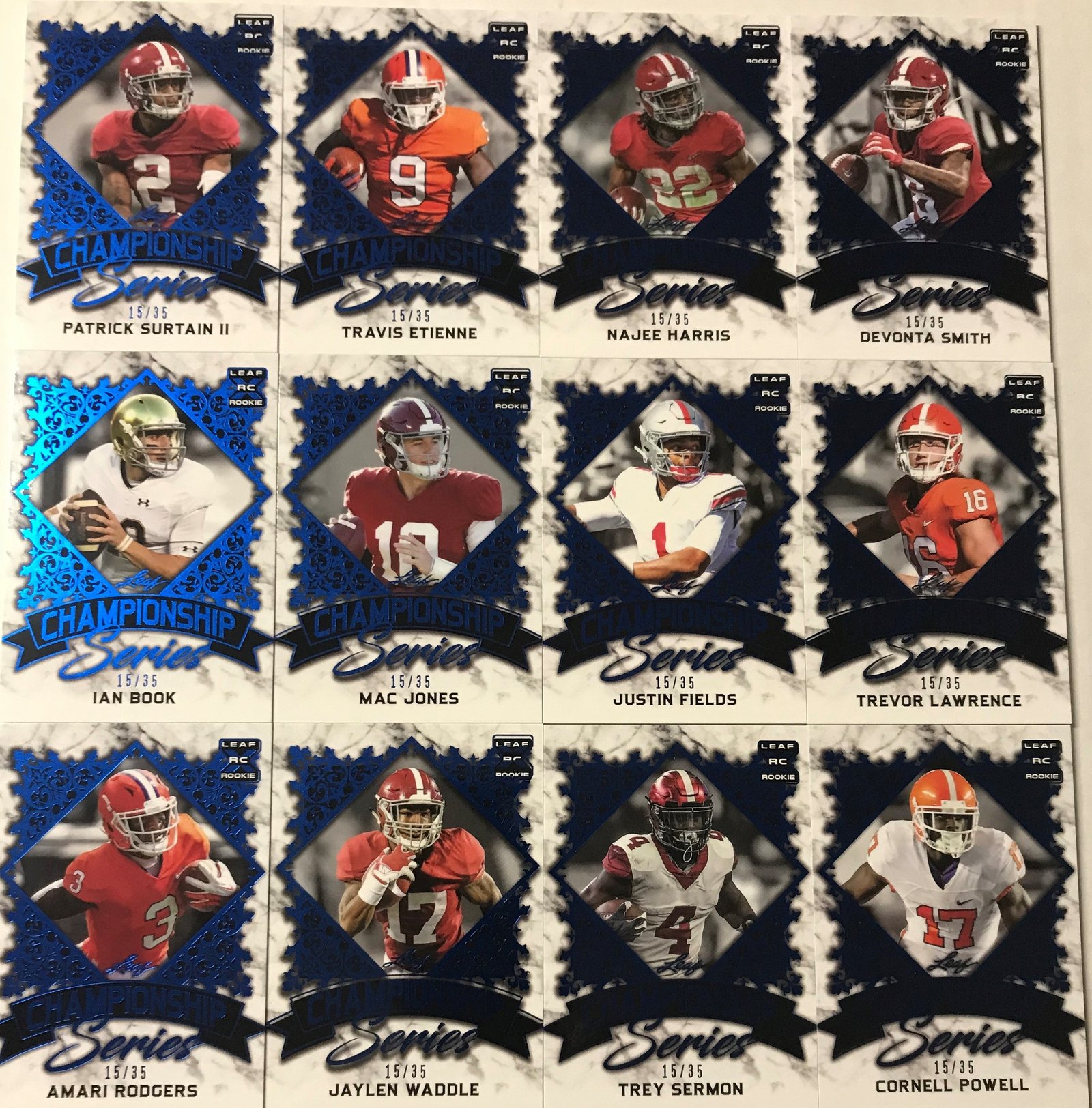 Champ35Set 2021 Leaf CHAMPIONSHIP SERIES RARE Blue Version Set Numbered of 35 Made featuring Lawrence, Fields, Jones PLUS - Image 1