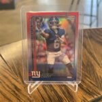 Jaxson Dart 2025 Topps Chrome Football Red White and Blue Refractor Rookie