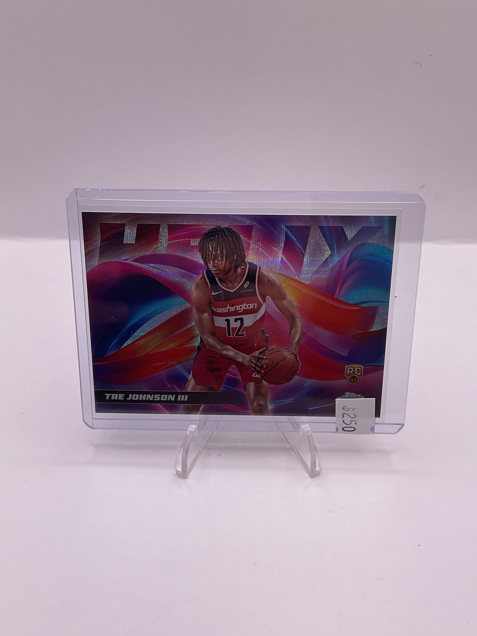 E679CB9C-46DC-4490-9D38-F83247F018CF 2025 Topps Chrome Tre Johnson III #H-16 Rookie RC Helix Case Hit SSP Wizards - Image 1