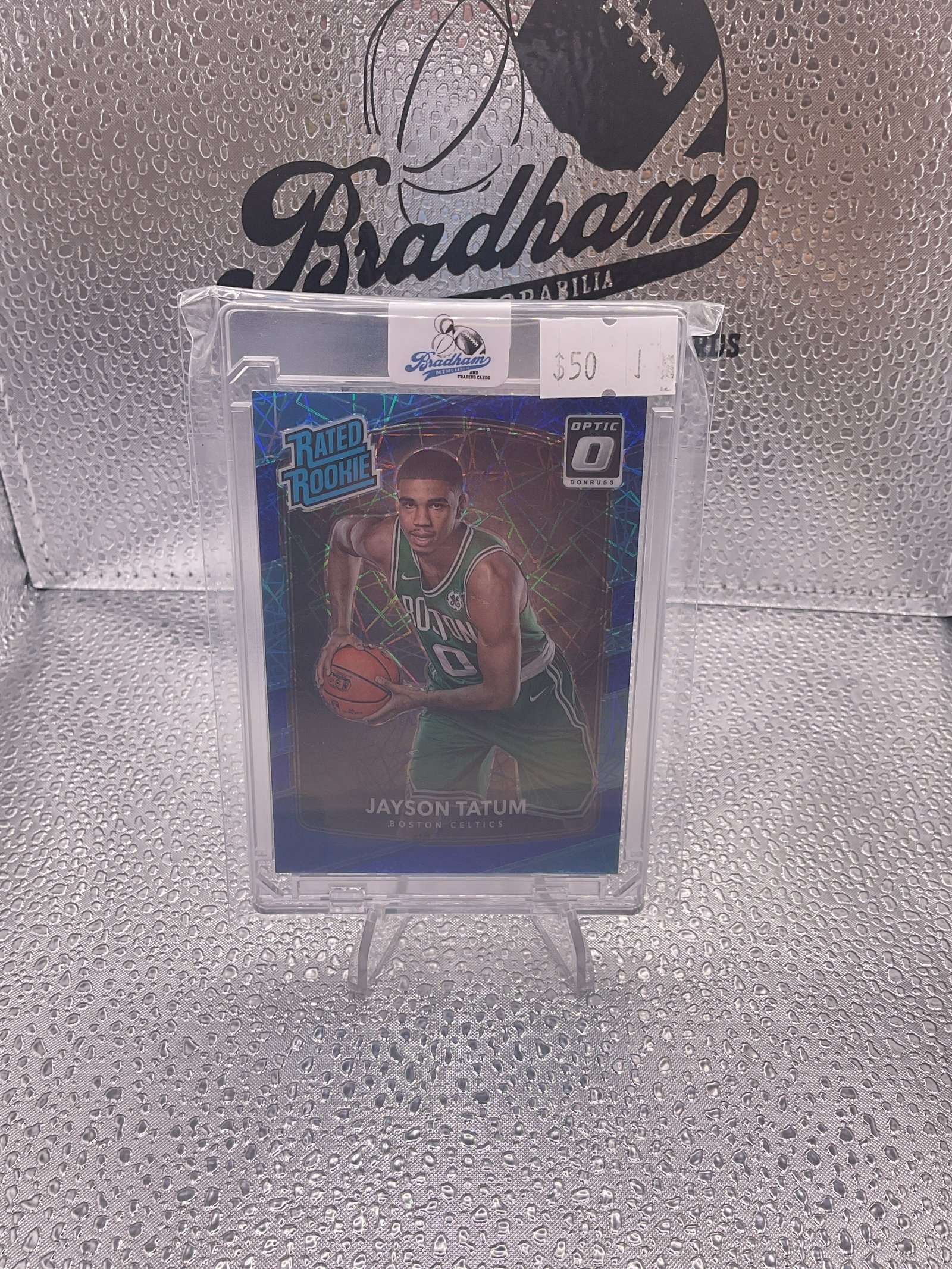E6EB22AD-2E95-4551-B716-720C3E6D5C6D 2017-18 Donruss Optic - Rated Rookie Jayson Tatum #198 Blue Velocity Prizm (RC) - Image 1