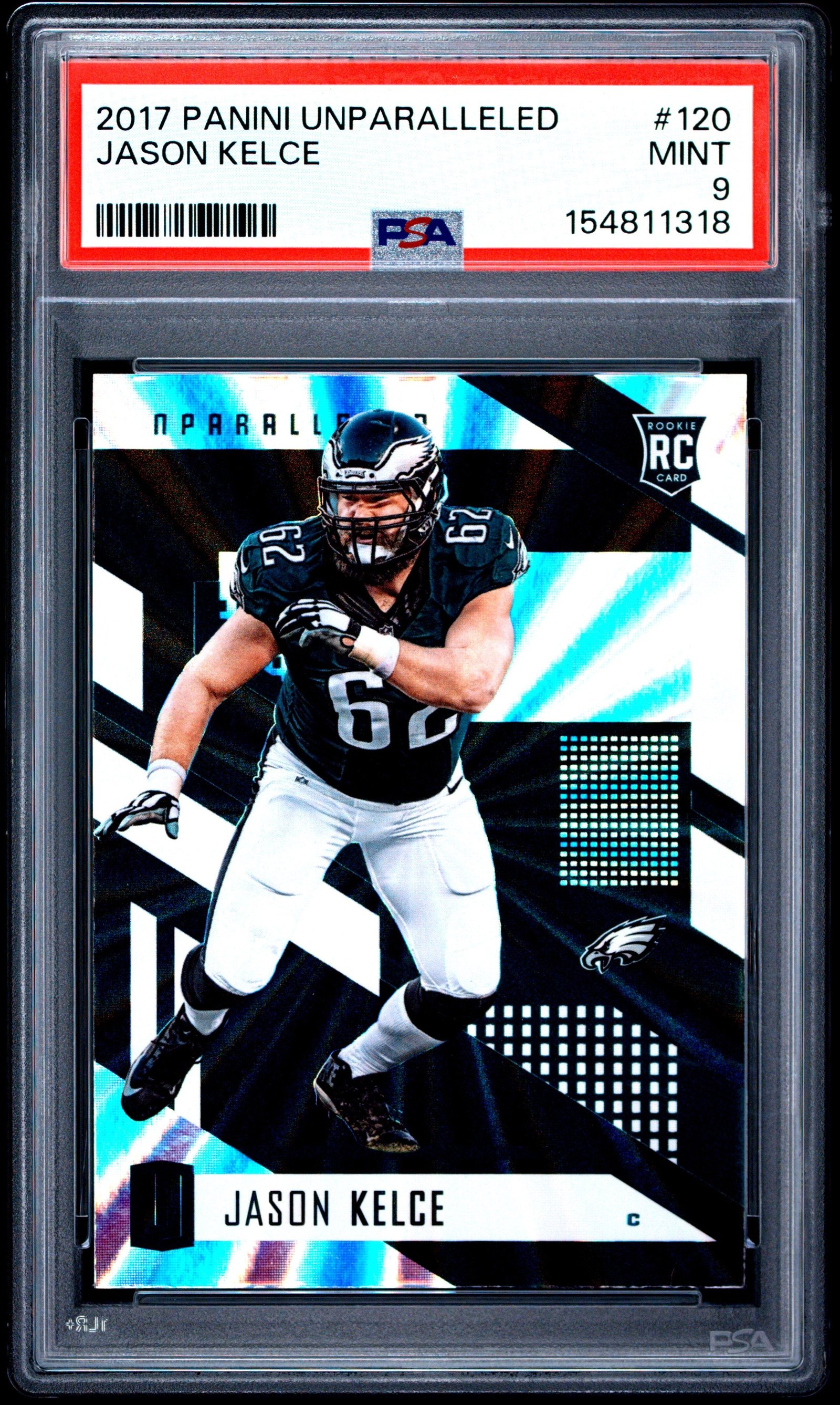EOA9oZ7vAU-KA2a4atzu0g Jason Kelce 2017 Panini Unparalleled Rookie #120 PSA 9 Mint 1318 - Image 1