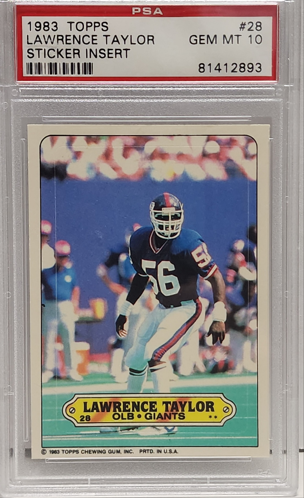 IMAGE-EDIT_98fa9d55-7717-42bf-9a4b-94d574580fba Lawrence Taylor 1983 Topps Sticker #28 PSA 10 Gem Mint - Image 1