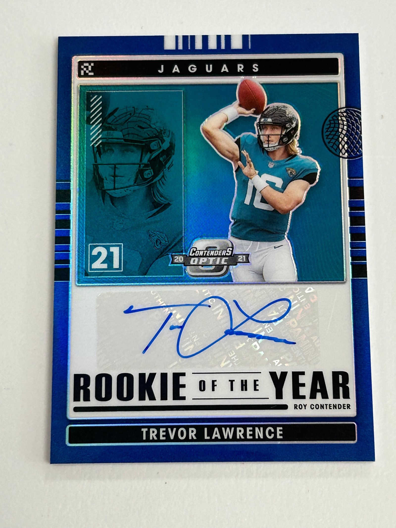 IMG-4440 Trevor Lawrence 2021 Contenders Optic Rookie of the Year Blue Auto #20/20 - Image 1