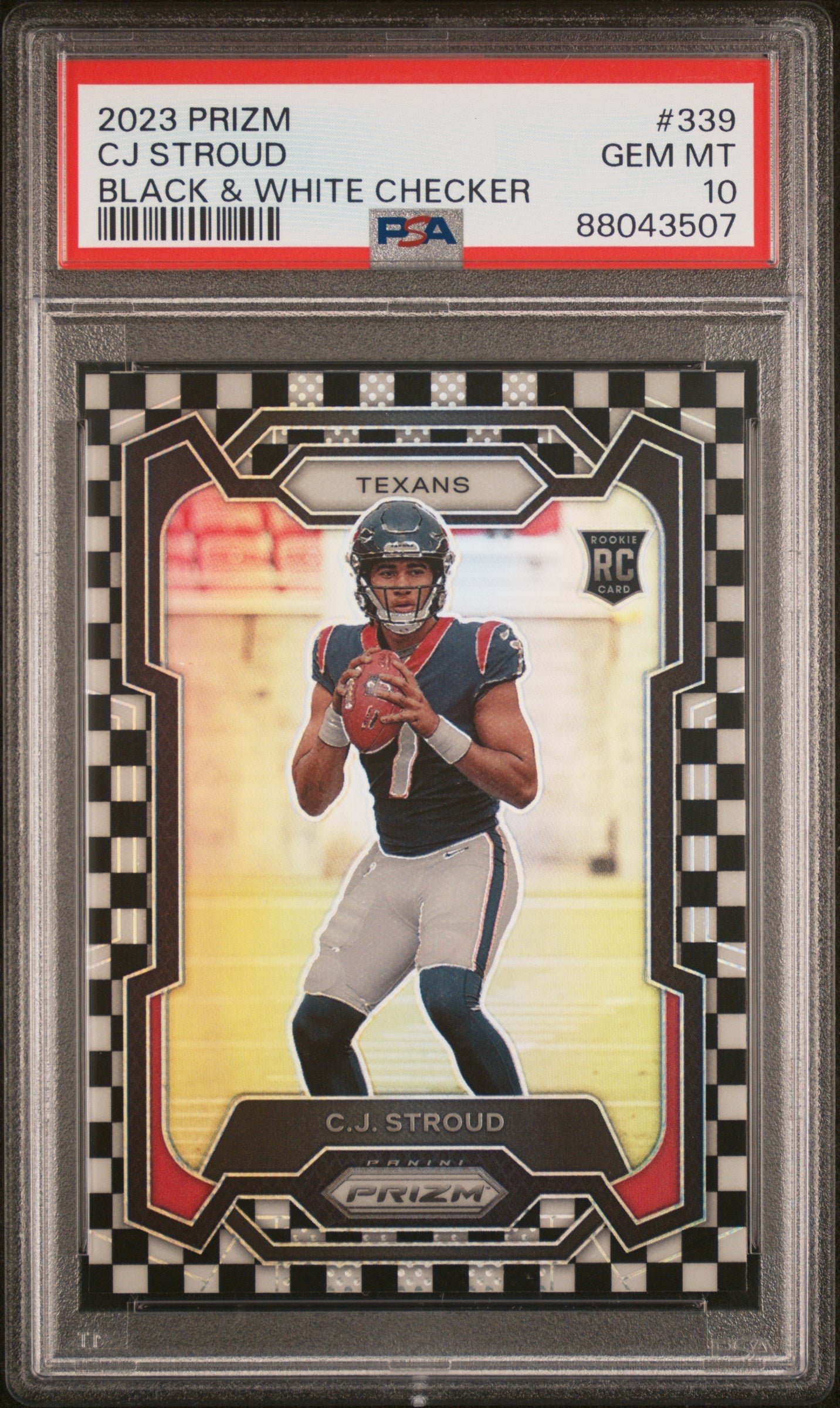 IpG12R6R8EeZGhJQLSttLg CJ Stroud 2023 Panini Prizm Rookie #339 Black and White Checker PSA 10 Gem Mint - Image 1