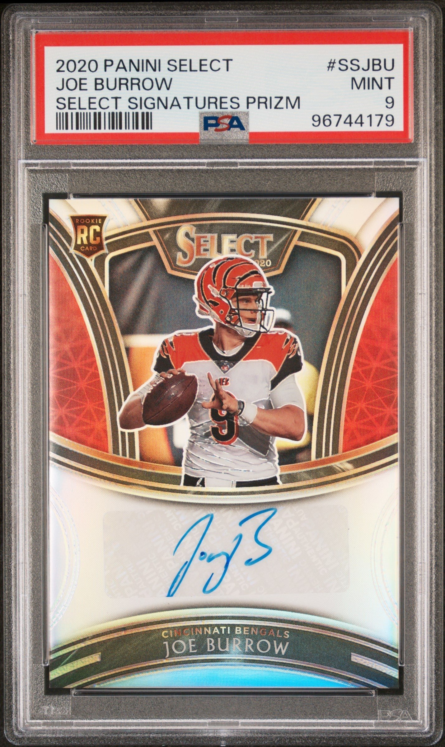 LGu6j1KeCkq6TURFXvt3rQ_09616 Joe Burrow 2020 Panini Select Signatures Prizm Auto PSA 9 Mint - Image 1