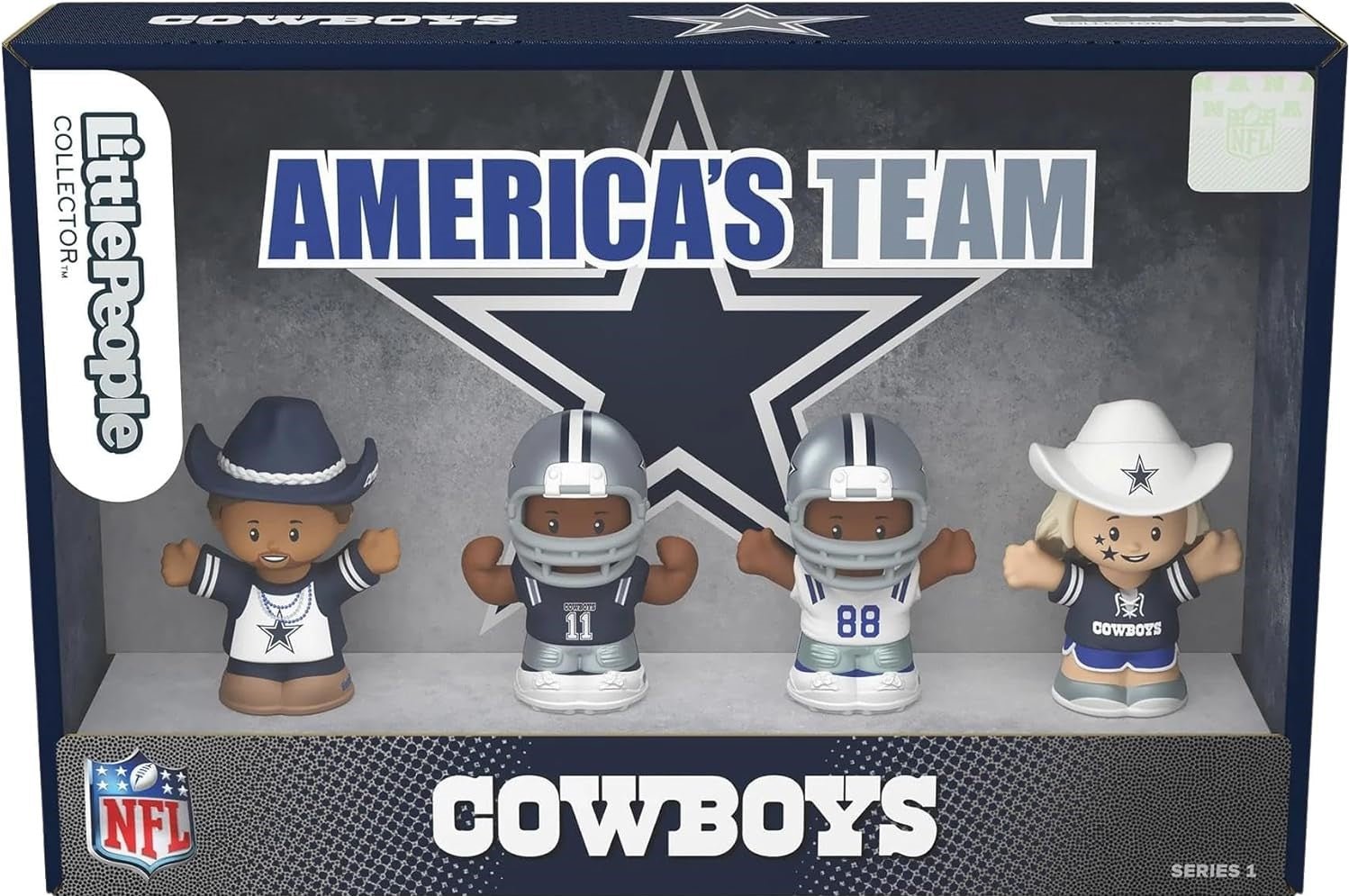 MatLP Fisher Price Little People Collector Dallas Cowboys NFL 4-Pack Figure Set - Image 1